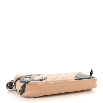 Chanel Calfskin Quilted Cambon Pochette Beige Black 4 of 12