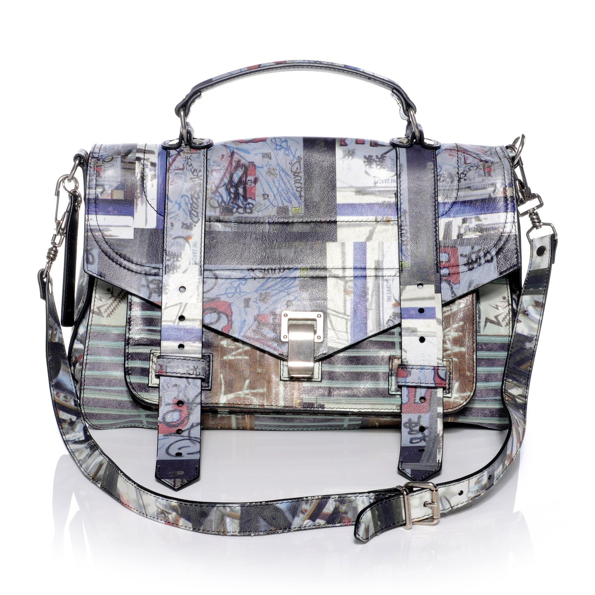Proenza Schouler Leather PS1 Medium Gotham Print Satchel 1 of 7