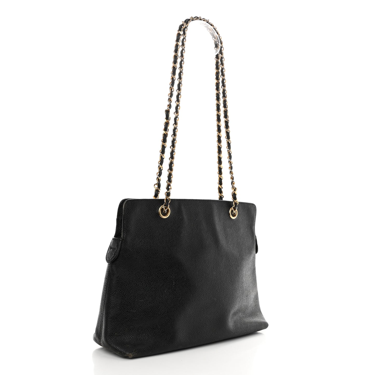 Caviar Logo Shoulder Bag Black