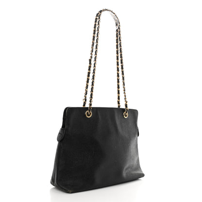 Chanel Caviar Logo Shoulder Bag Black 3 of 14
