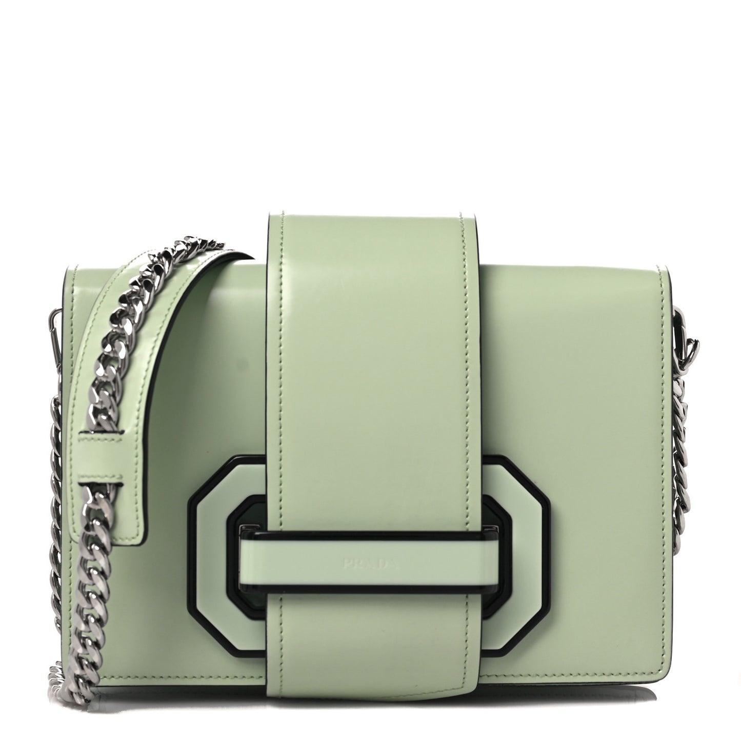 Spazzolato Soft Calfskin Plex Ribbon Bag Acqua