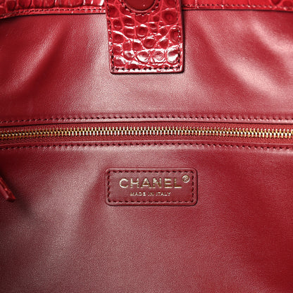 Chanel Calfskin Crocodile Embossed Archetype Small Shopping Tote Burgundy 6 of 11