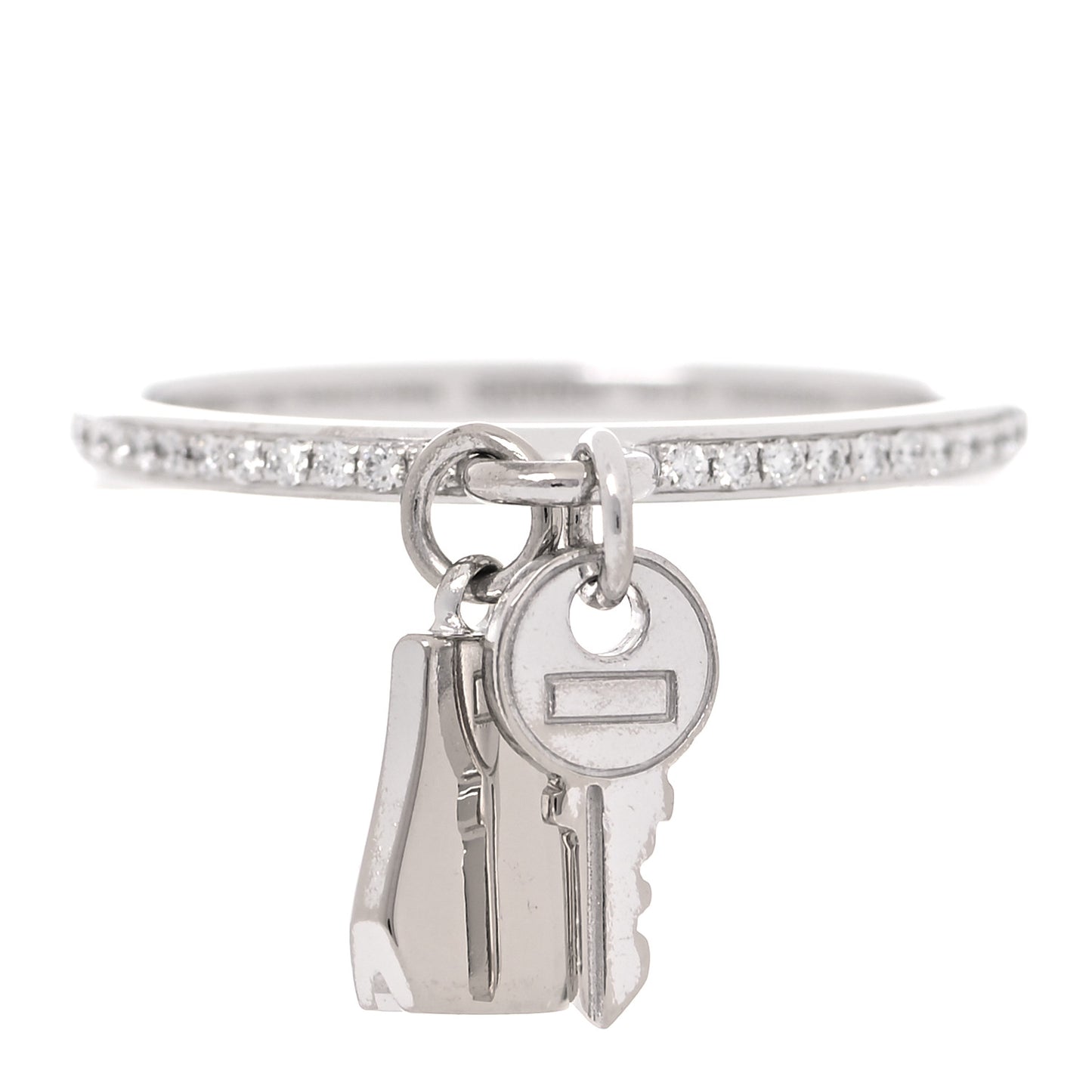 18K White Gold Diamond Kelly Clochette Ring 54 7