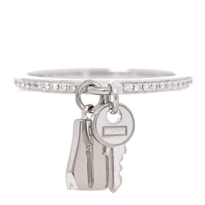 Hermes 18K White Gold Diamond Kelly Clochette Ring 54 7 1 of 7