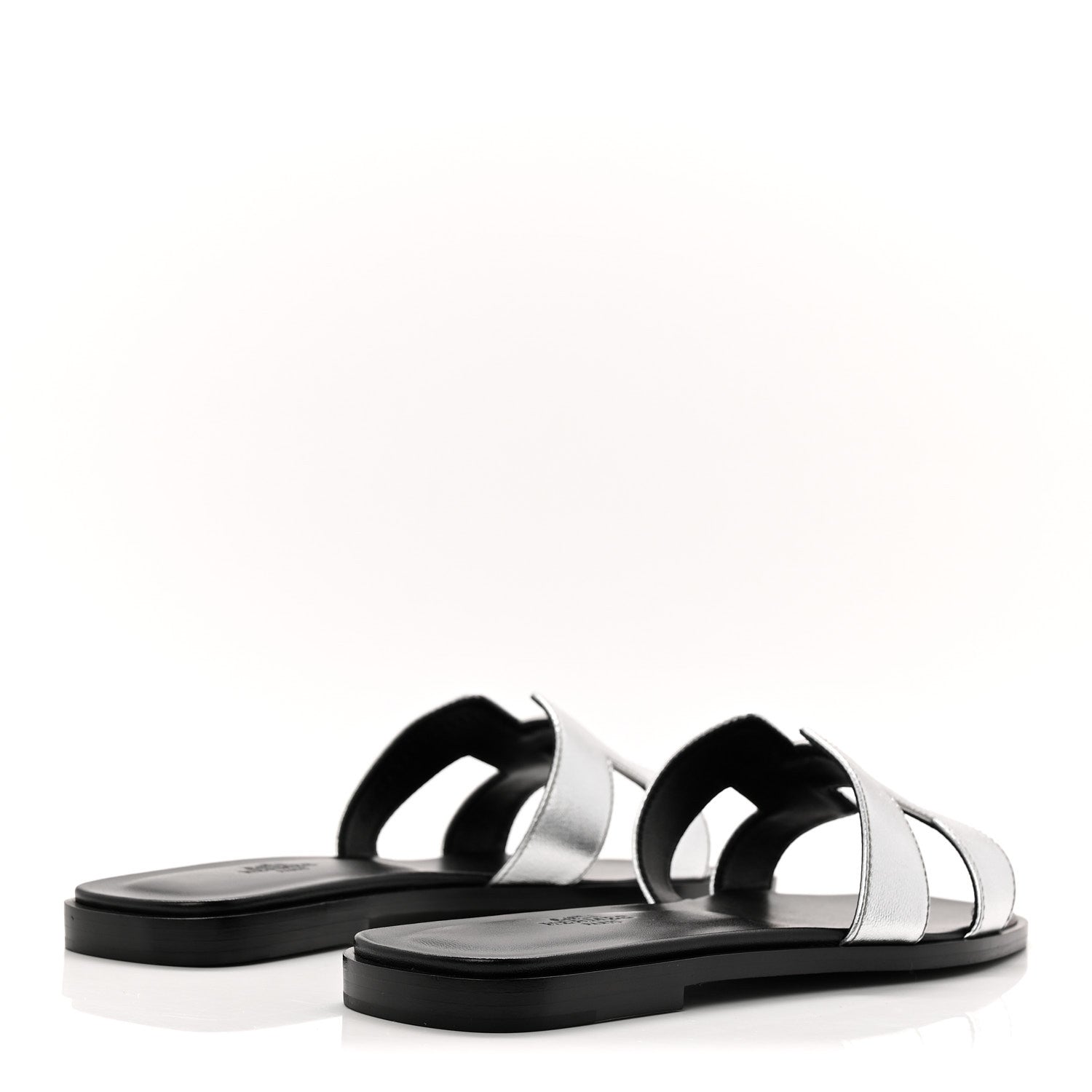 Hermes Metallic Chevre Oran Sandals 38.5 Gris Argente 4 of 9