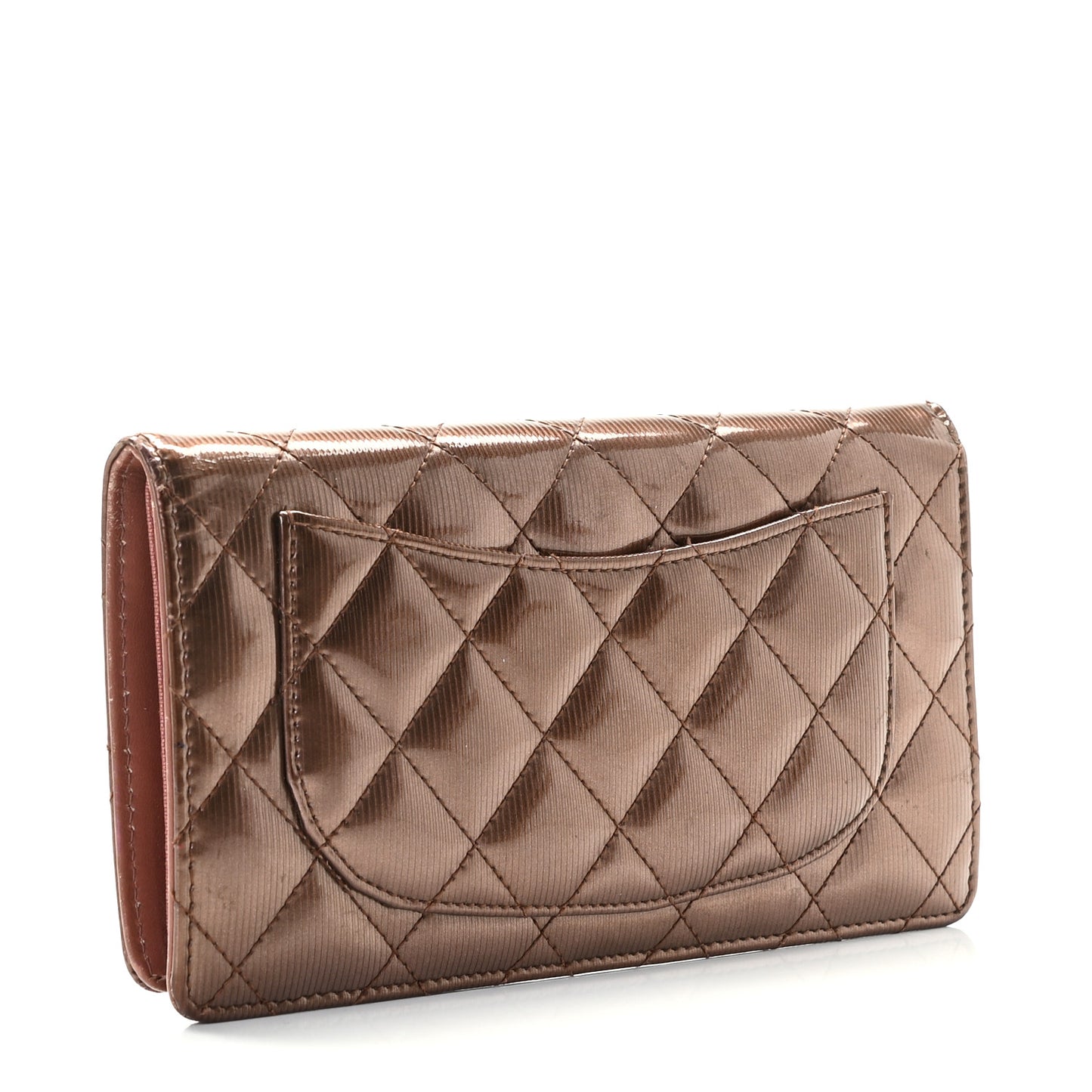 Striated Patent Yen Wallet