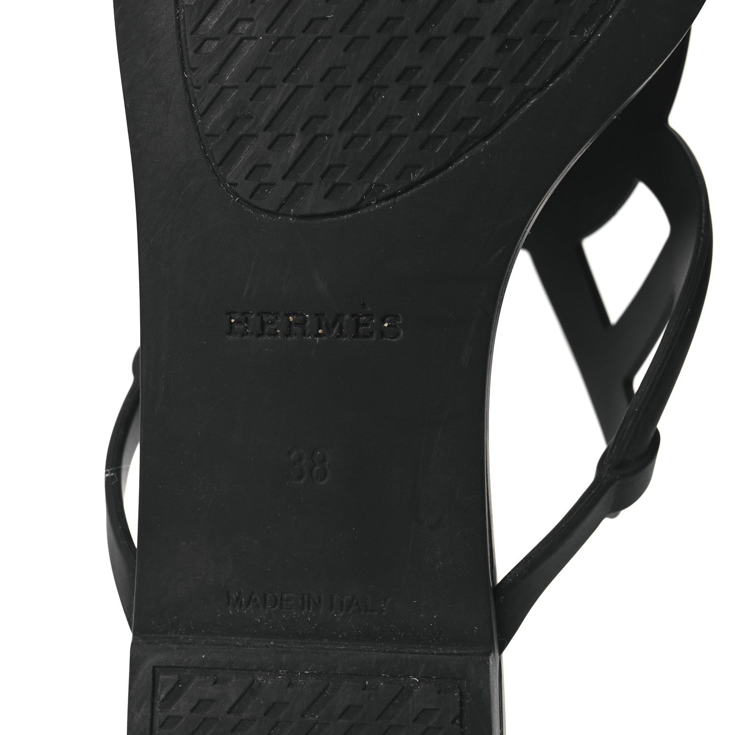 Hermes Rubber Womens Egerie Sandals 38 Black 8 of 12