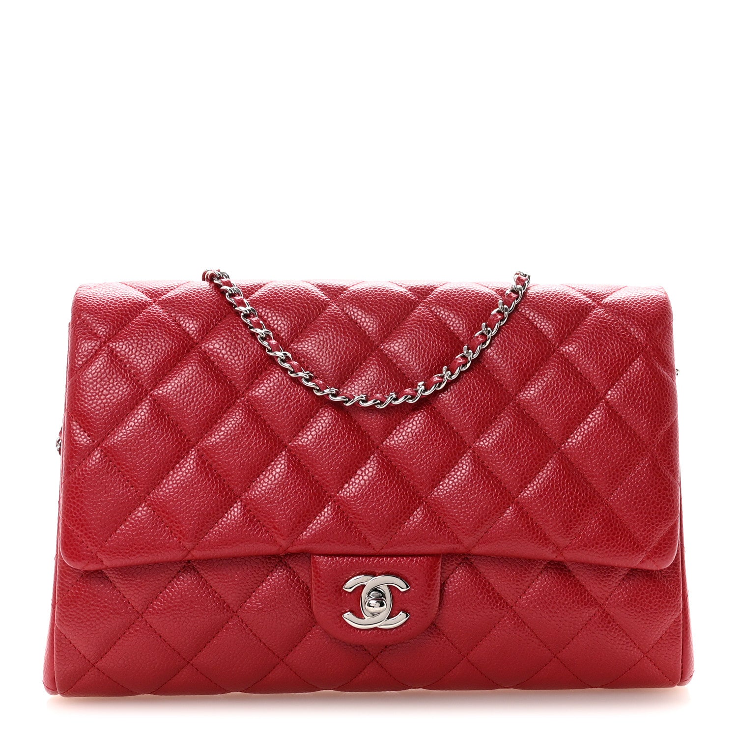 Chanel Caviar Quilted Clutch With Chain Flap Red 1 of 10