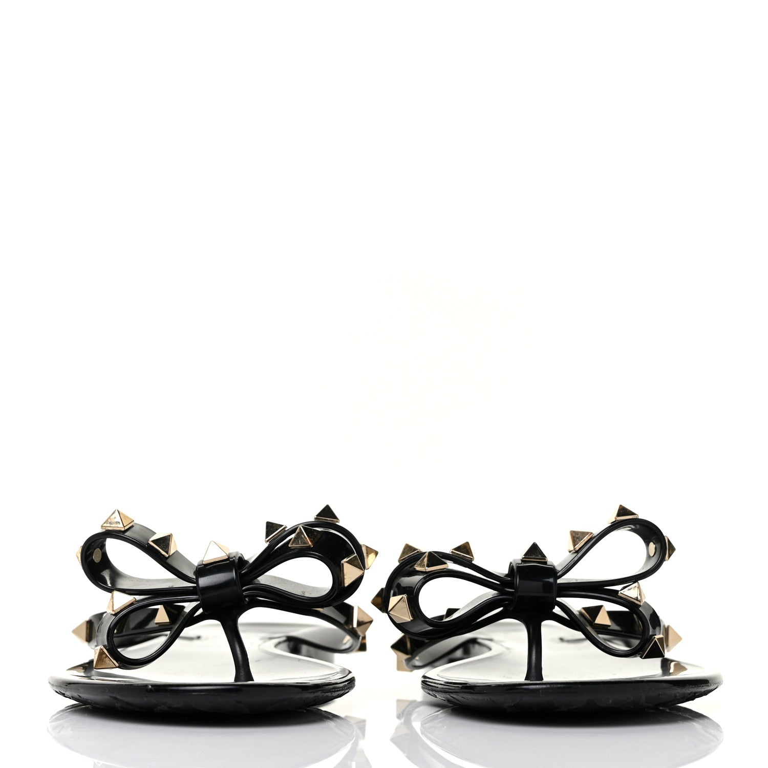 Valentino Garavani PVC Jelly Rockstud Bow Thong Sandals 37 Black 2 of 7