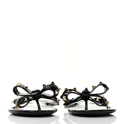 Valentino Garavani PVC Jelly Rockstud Bow Thong Sandals 37 Black 2 of 7