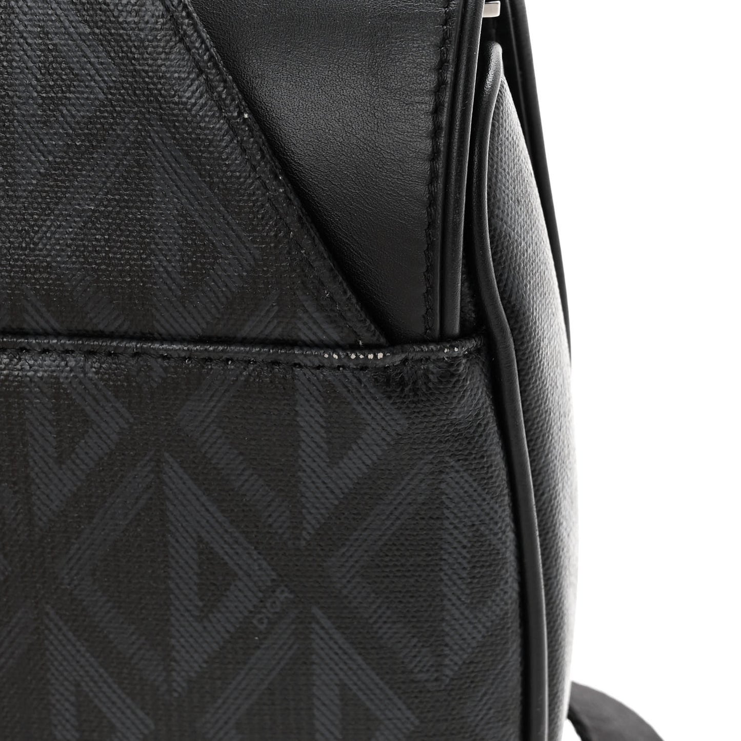 Smooth Calfskin Canvas CD Diamond Mens Saddle Bag Black