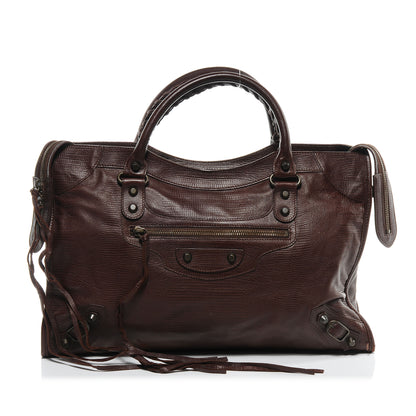 Balenciaga Lizard Embossed City Castagna 1 of 7