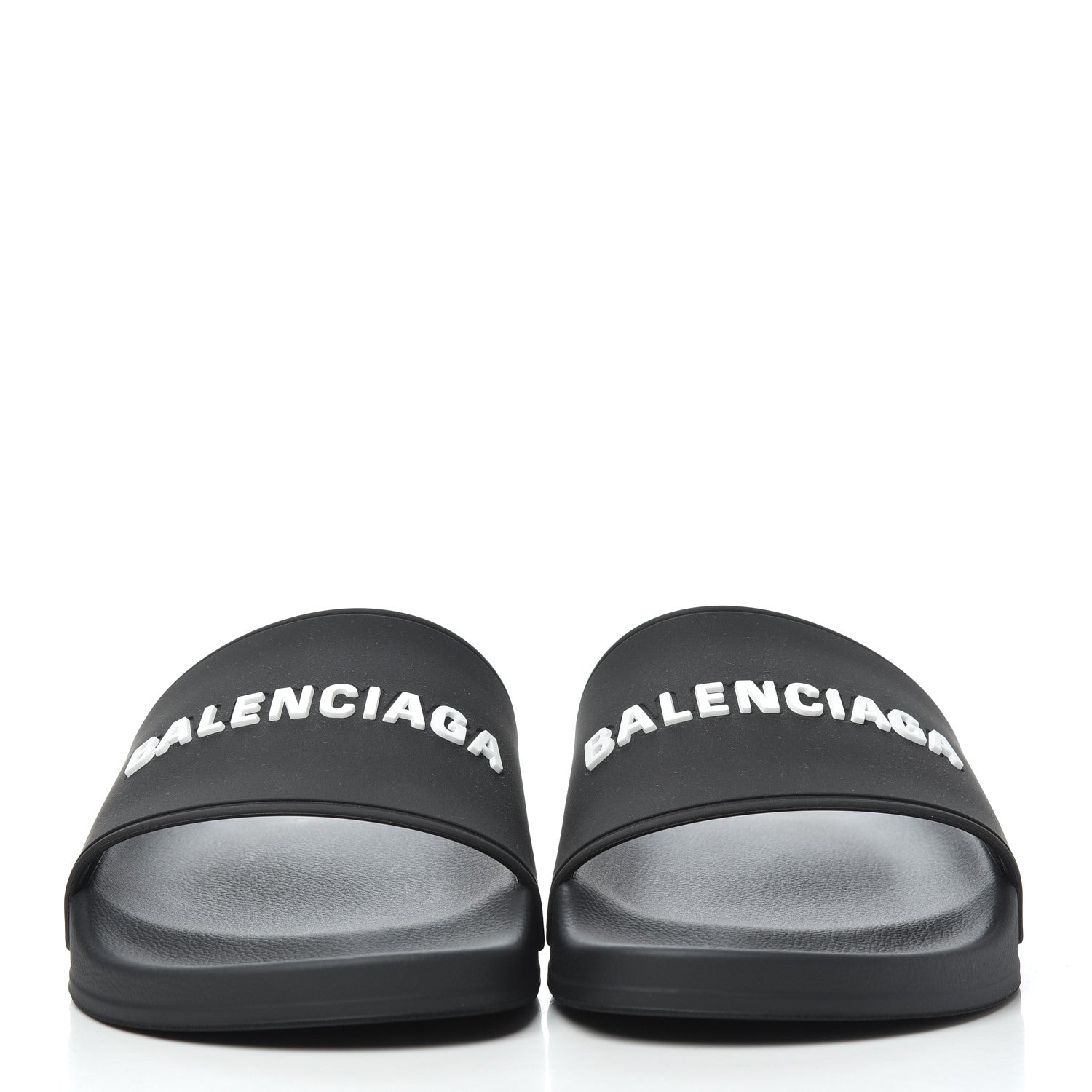 Balenciaga PVC Logo Mens Pool Slide Sandals 42 Black White 2 of 9