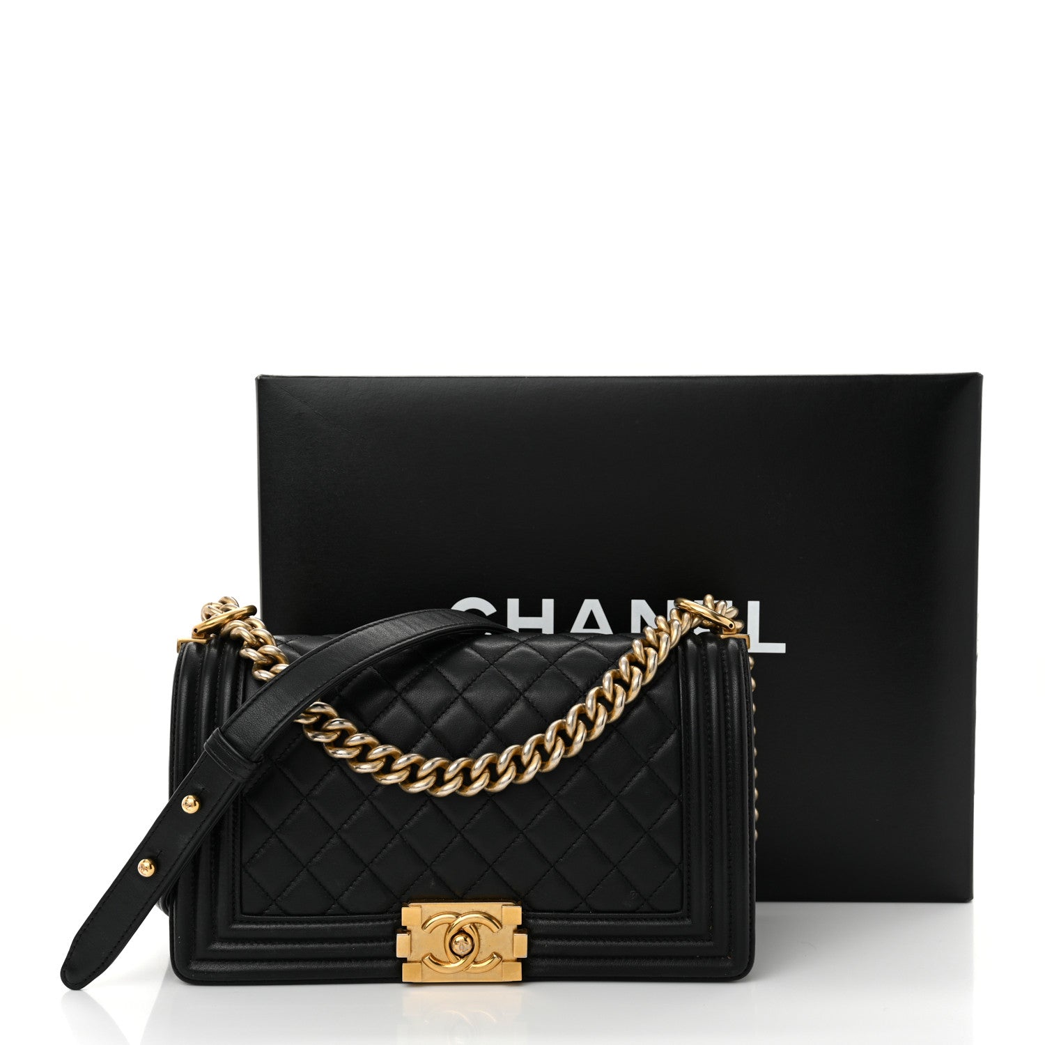 Chanel Lambskin Quilted Medium Boy Flap Black 12 of 12