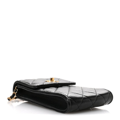Chanel Lambskin Quilted Pearl Crush Phone Holder With Chain Black 4 of 13