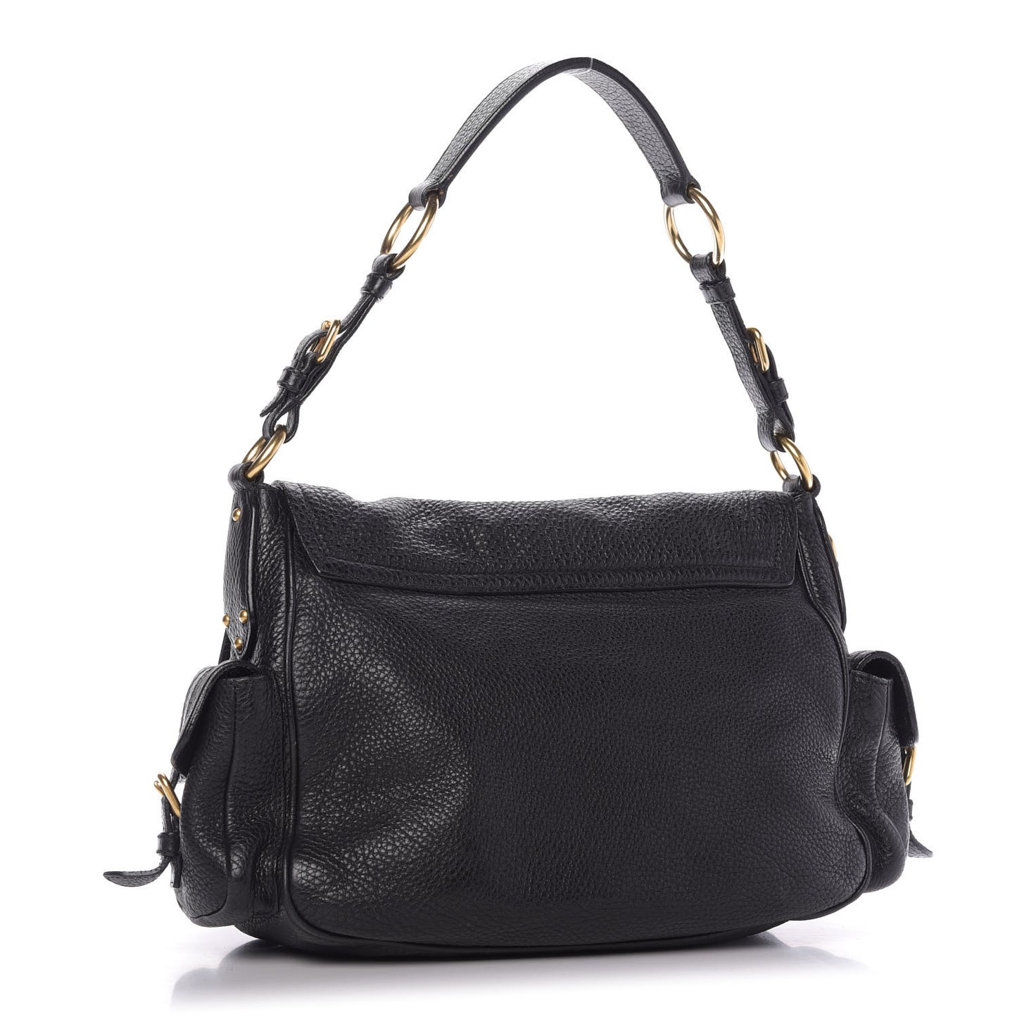 Vitello Daino Shoulder Flap Bag Black