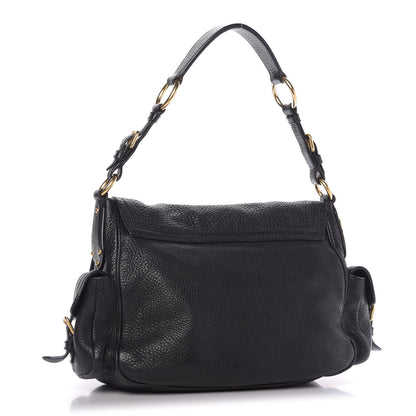 Prada Vitello Daino Shoulder Flap Bag Black 3 of 9