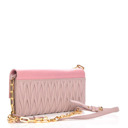 Miu Miu Nappa Matelasse Bi-Color Wallet On Chain Rosa Mughetto 3 of 8