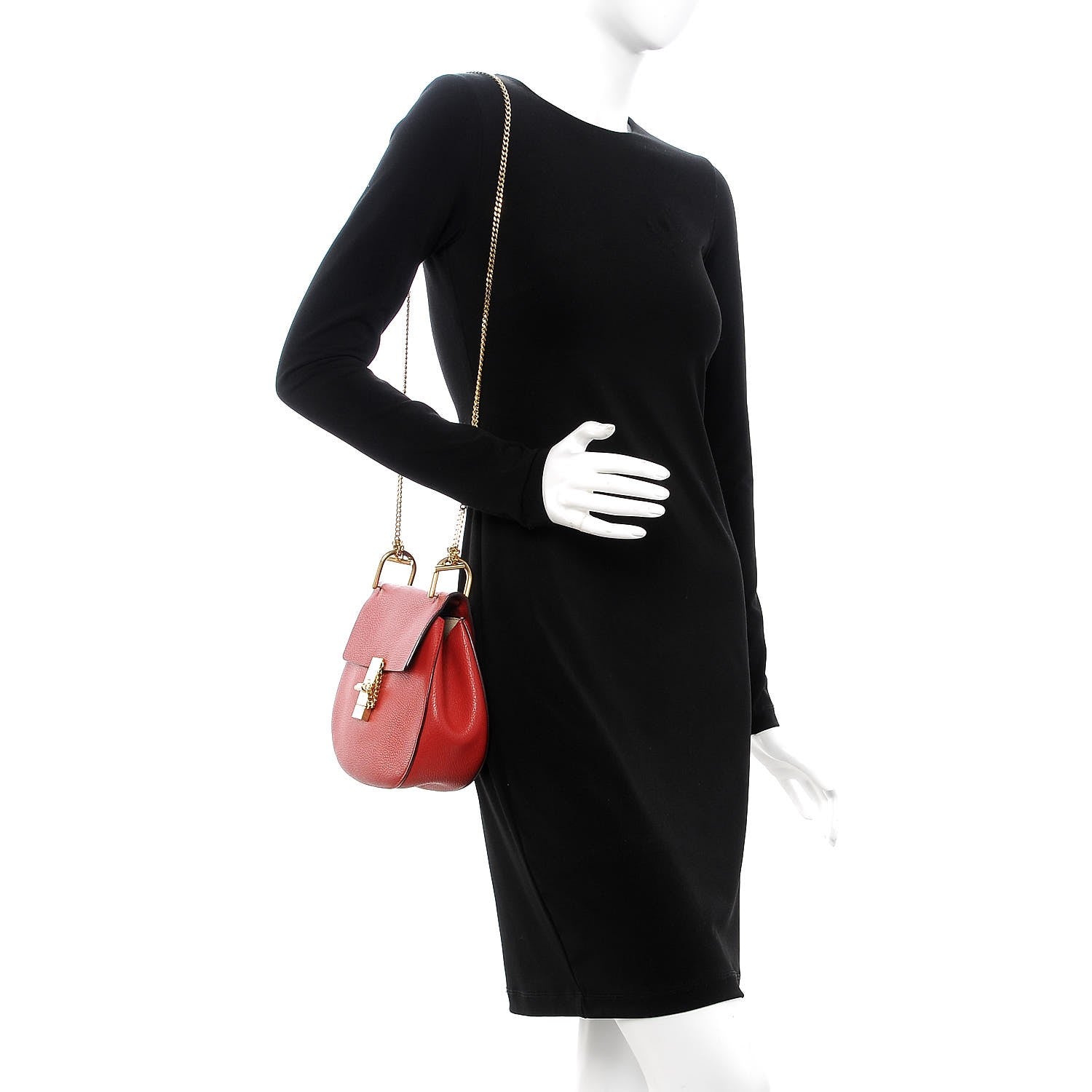 Chloe Grained Lambskin Medium Drew Shoulder Bag Plaid Red 2 of 12