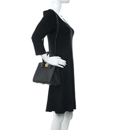Salvatore Ferragamo Hammered Calfskin The Studio Box Bag Black 2 of 10