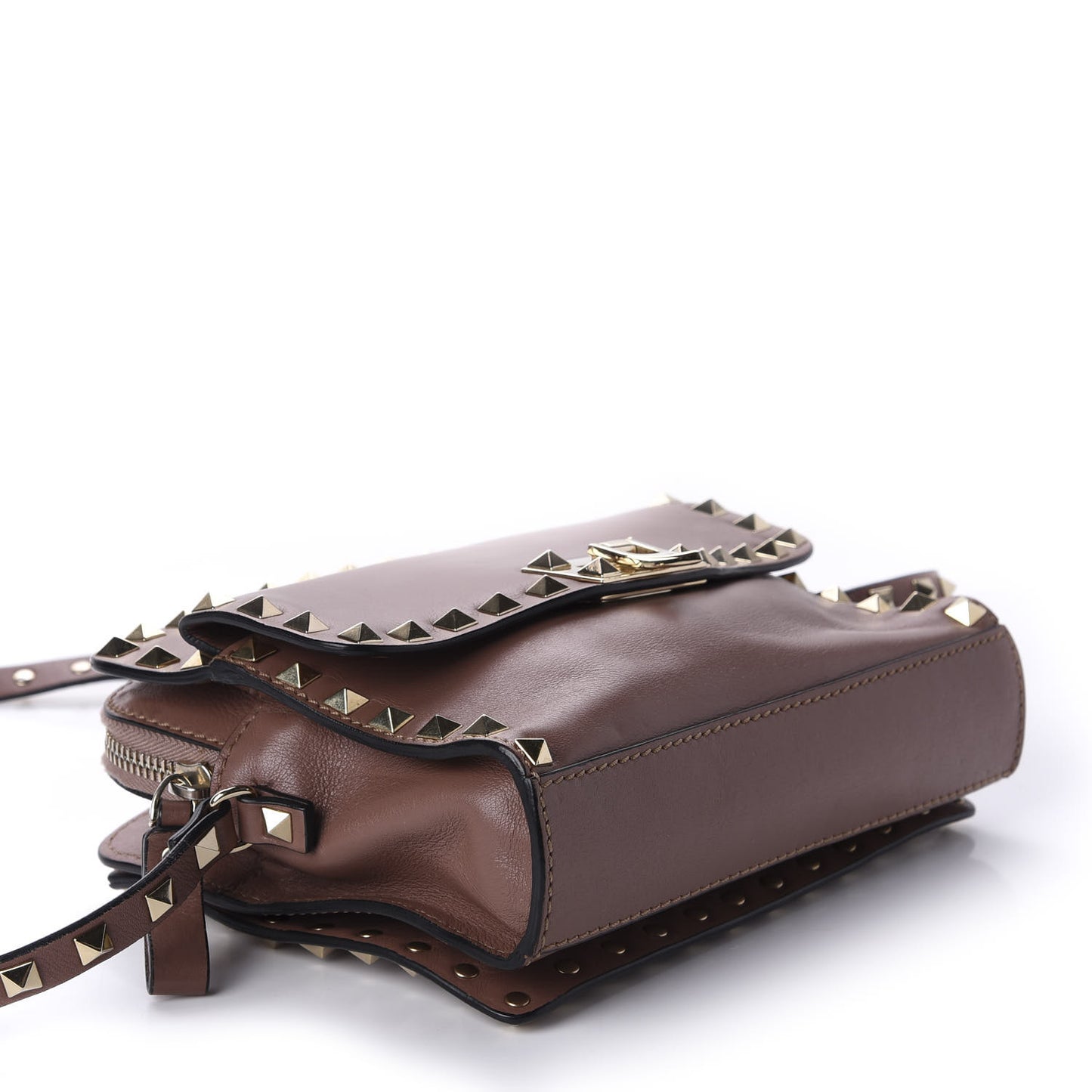 Vitello Rockstud Crossbody Bag Brown