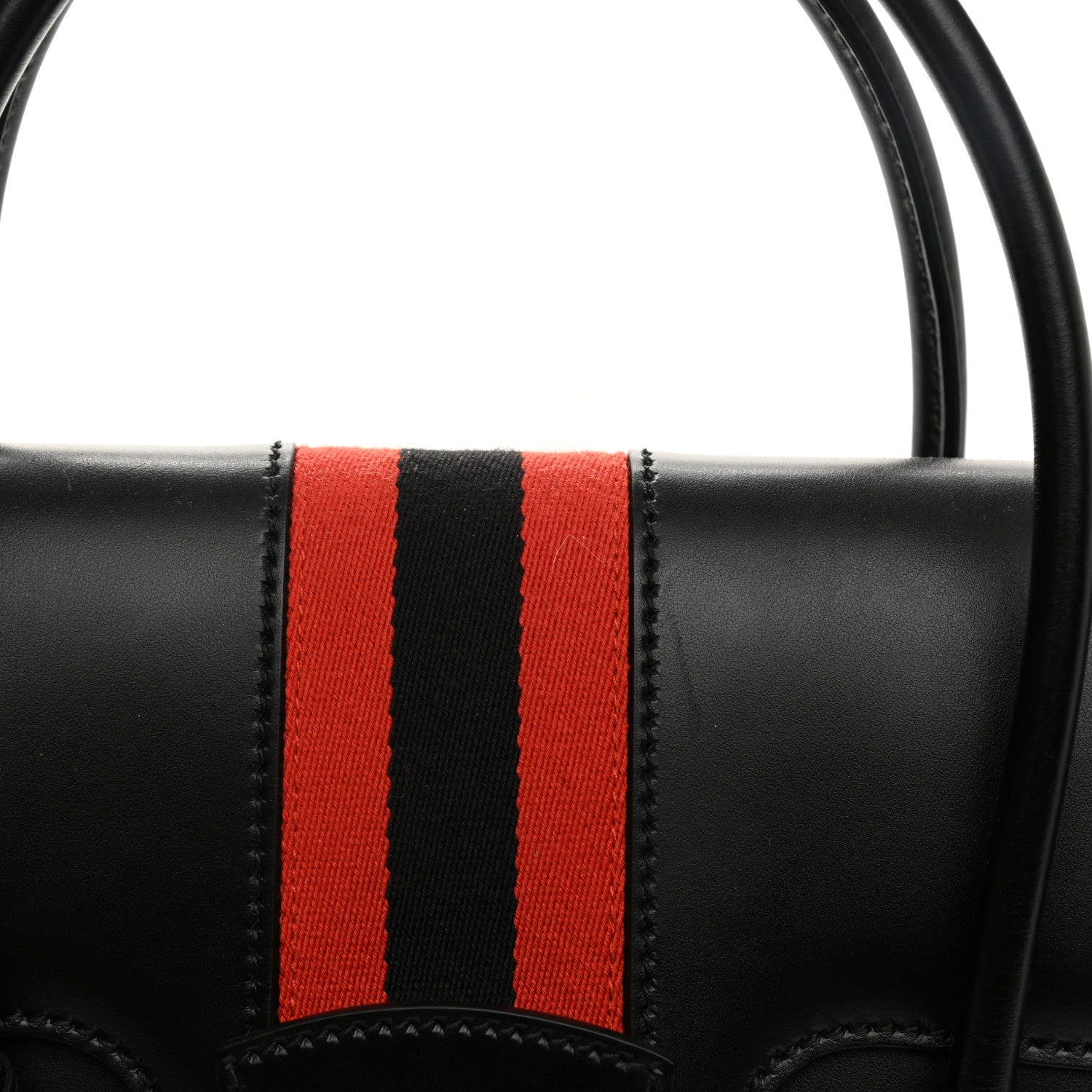 Gucci Plutone Calfskin Web Medium Turn Lock Top Handle Duffle Bag Black 13 of 13