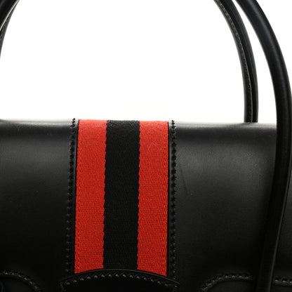 Gucci Plutone Calfskin Web Medium Turn Lock Top Handle Duffle Bag Black 13 of 13