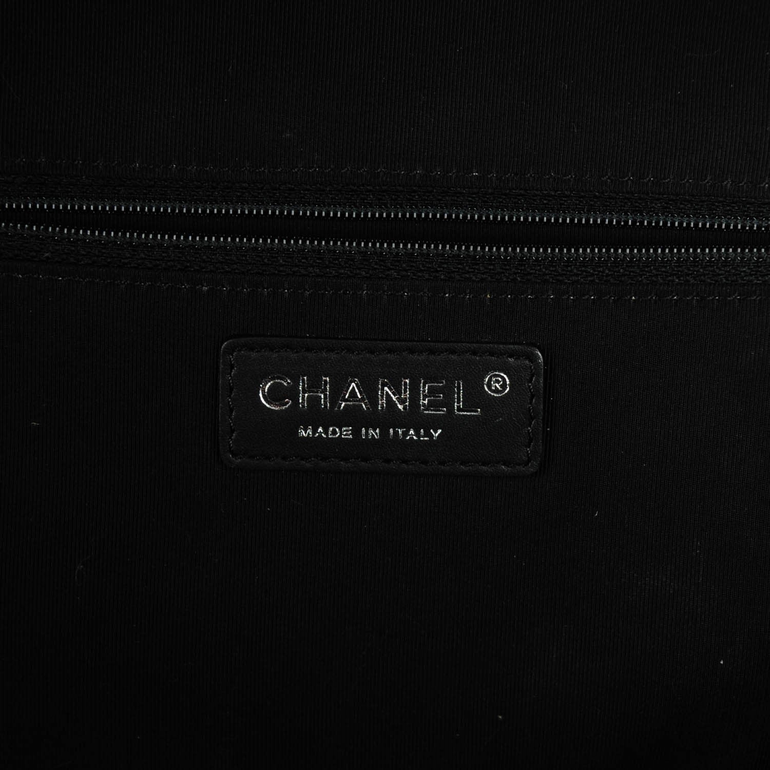 Chanel Caviar Printed Canvas Bowling Bag White Blue Black 6 of 7