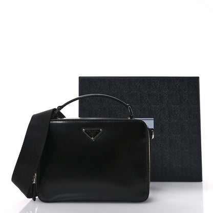 Prada Spazzolato Medium Brique Crossbody Bag Black 12 of 12