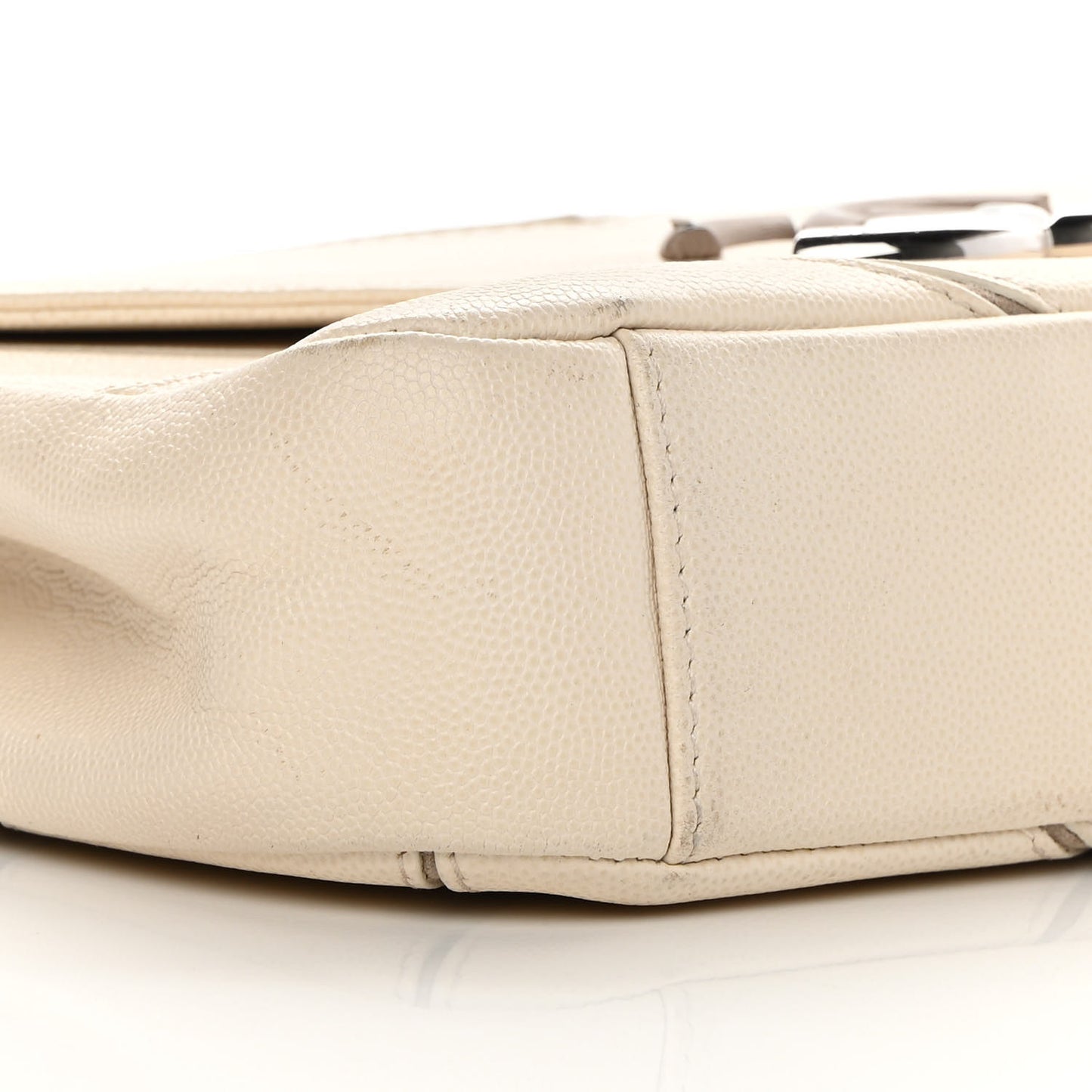 Caviar Macro Chevron Single Flap White