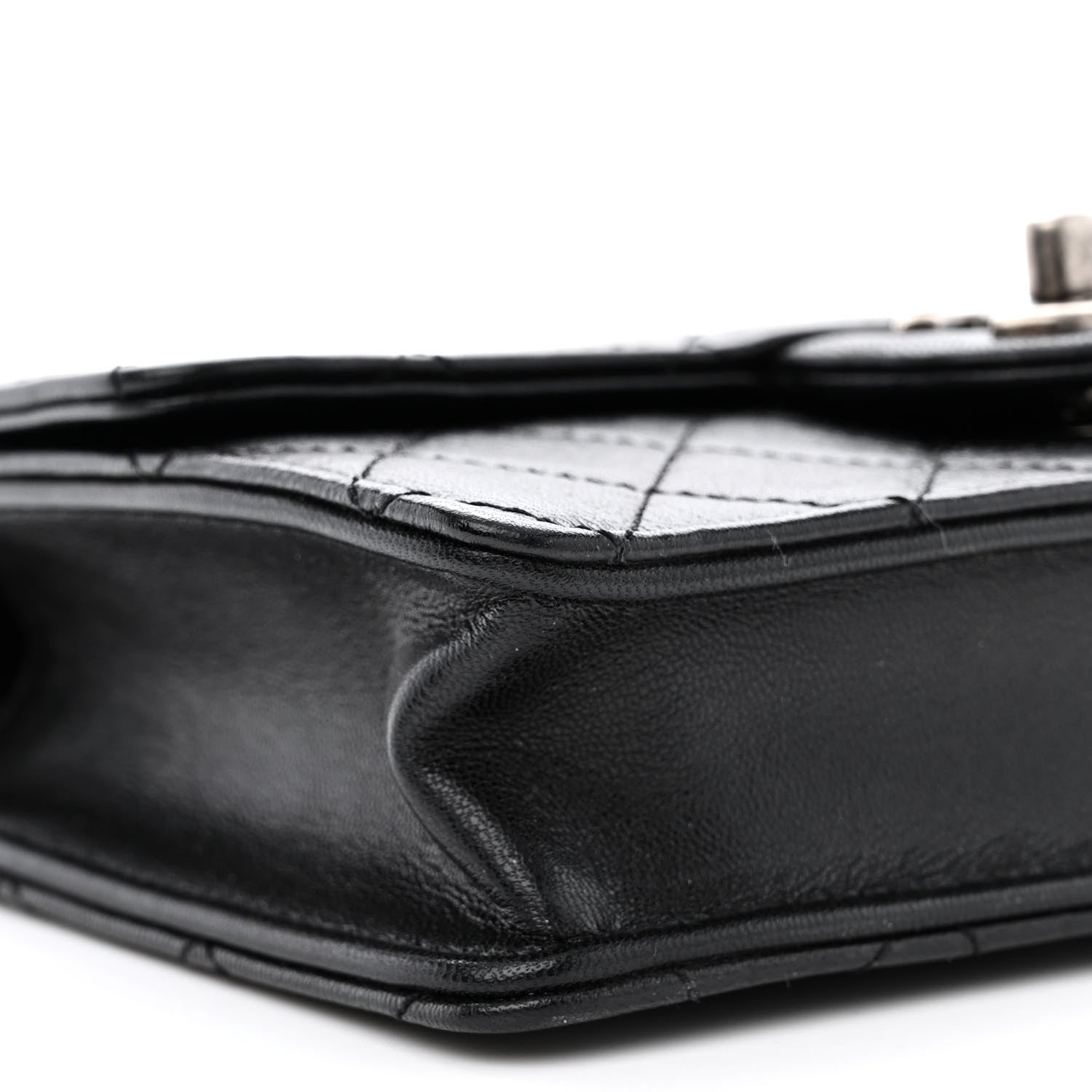 Chanel Goatskin Quilted Logo Small Chic Flap Black 9 of 10