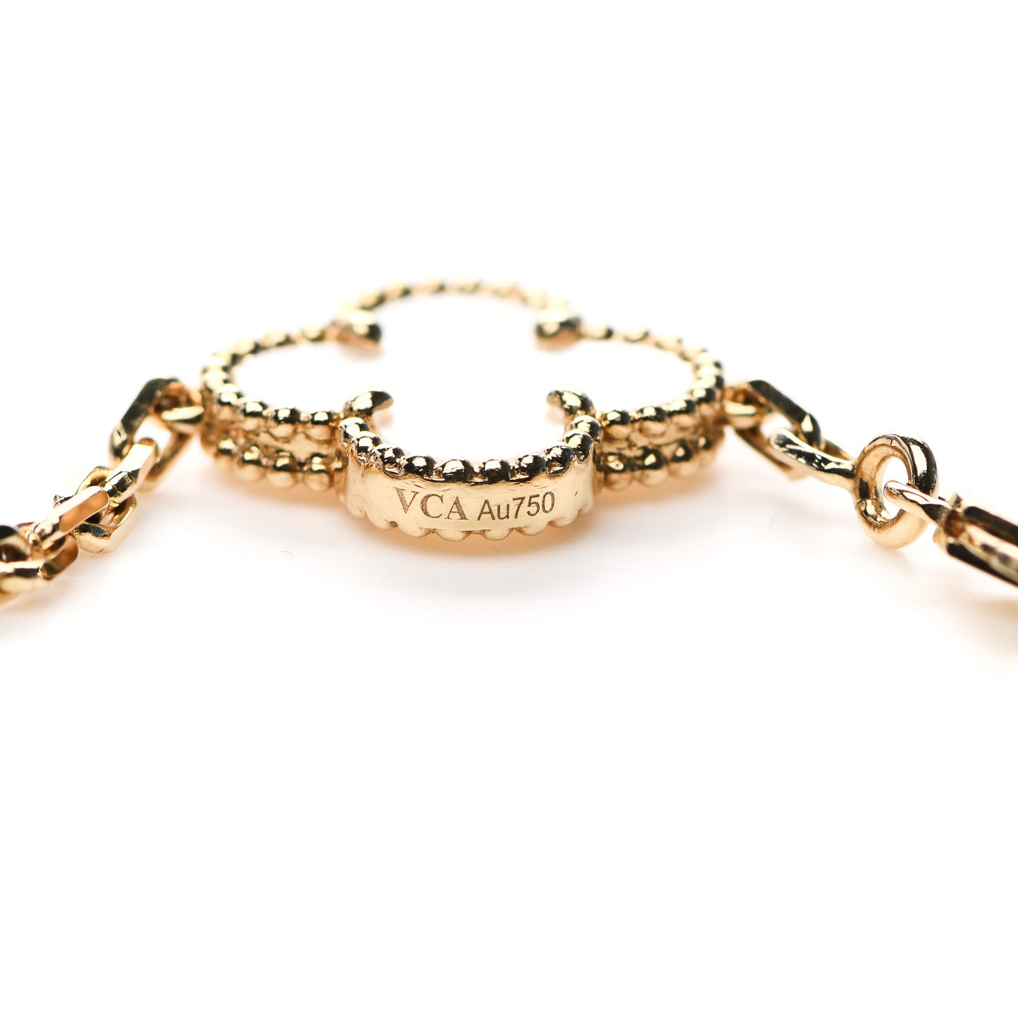 18K Yellow Gold Mother of Pearl 5 Motifs Vintage Alhambra Bracelet