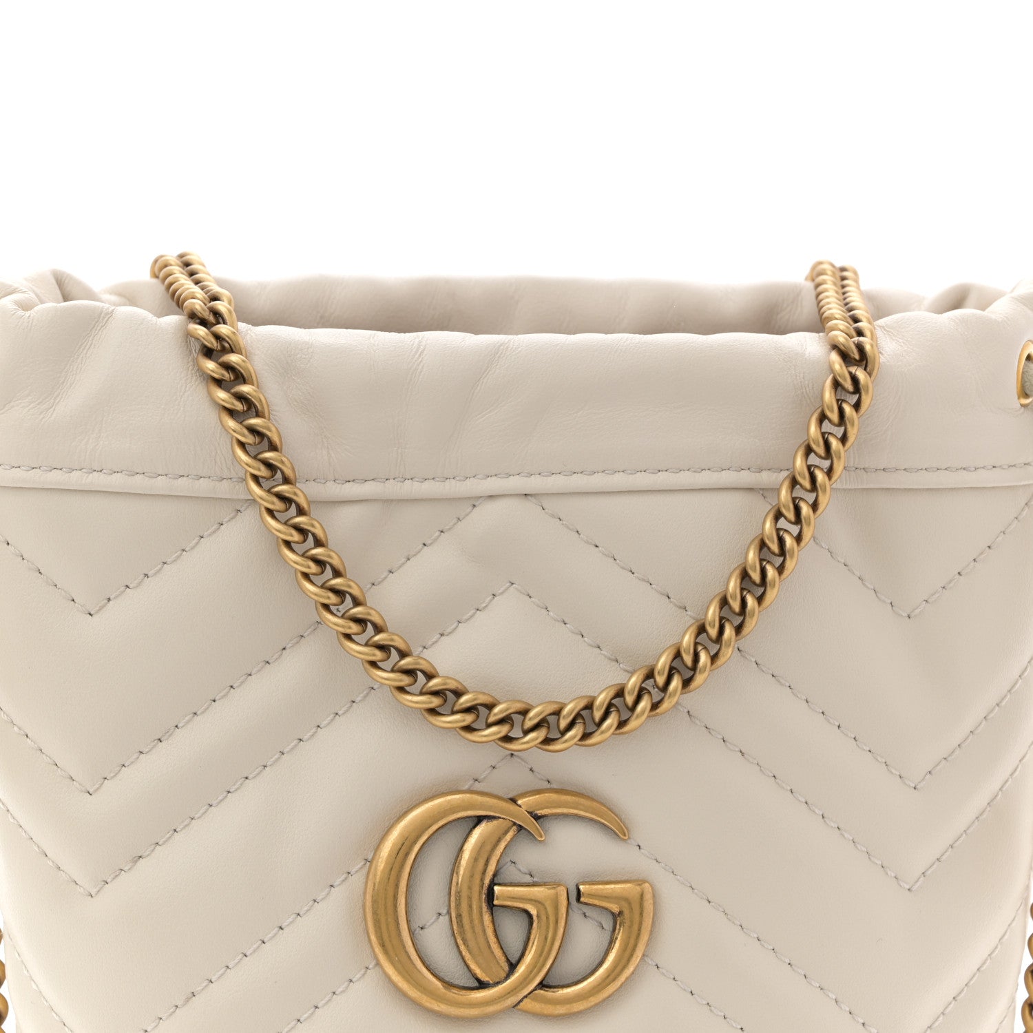 Gucci Calfskin Matelasse Mini GG Marmont 2.0 Bucket Bag White 8 of 10