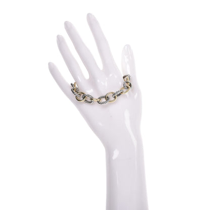 David Yurman Sterling Silver 18K Yellow Gold 12mm Large Oval Link Bracelet 2 of 4