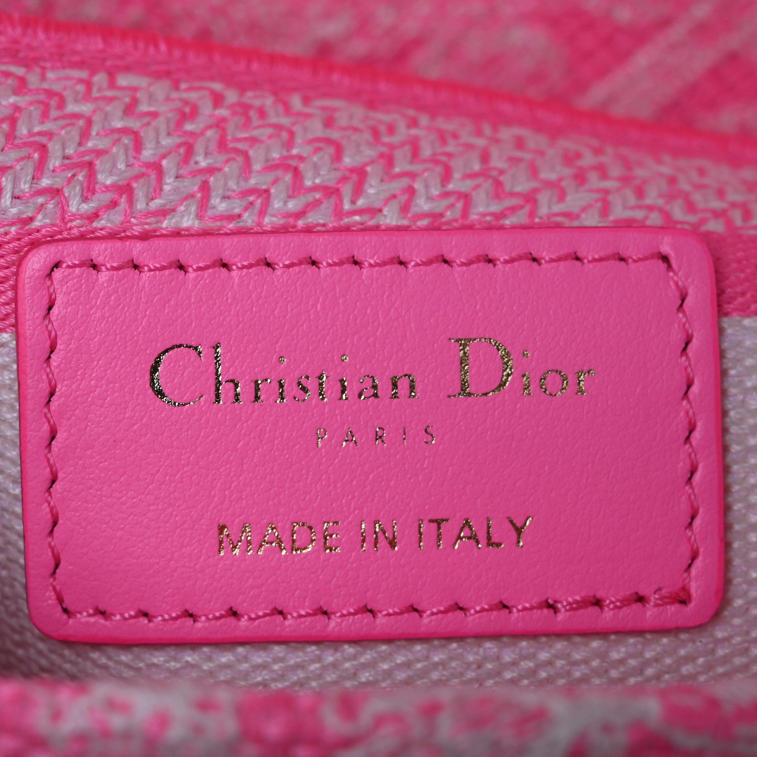 Christian Dior Canvas Toile De Jouy Reverse Embroidered Medium Lady D-Lite Fluorescent Pink 6 of 10