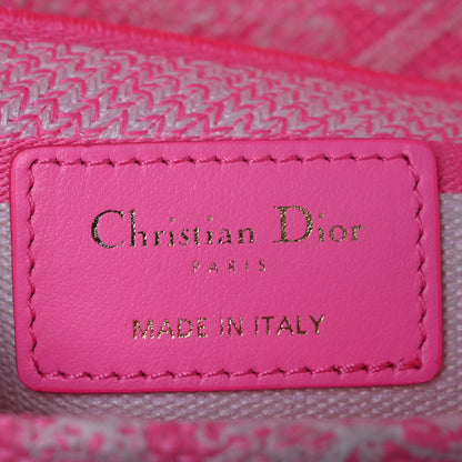 Christian Dior Canvas Toile De Jouy Reverse Embroidered Medium Lady D-Lite Fluorescent Pink 6 of 10