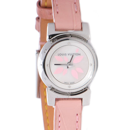 Louis Vuitton Stainless Steel Alligator Mother of Pearl 18mm Tambour Quartz Watch 1 of 7