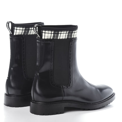 Christian Dior Calfskin Tartan D-Order Low Boot 40 Black Off White 4 of 6