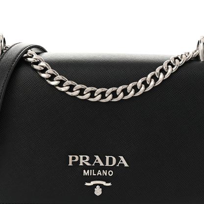 Prada Saffiano Tessuto Nylon Chain Shoulder Bag Black 9 of 11