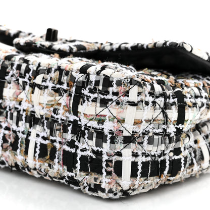 Chanel Tweed Quilted Mini Rectangular Flap White Black Multicolor 9 of 10