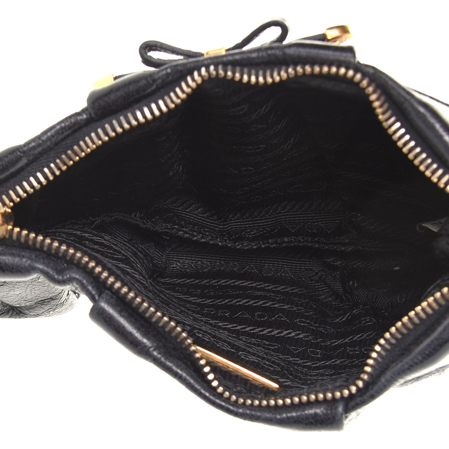 Prada Vitello Shine Mordore Wristlet Clutch Black 7 of 8