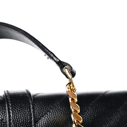 Saint Laurent Grain De Poudre Matelasse Chevron Large Monogram Satchel Black 18 of 21