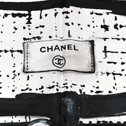 Chanel Silk CC Square Scarf Black Ivory 2 of 4