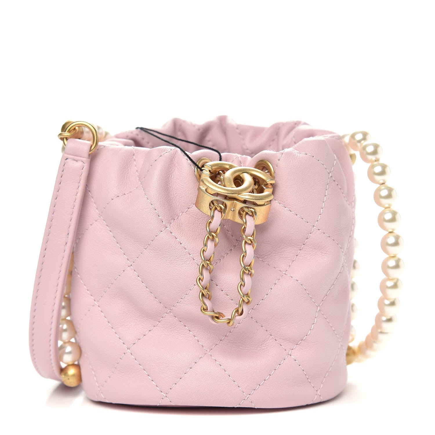 Chanel Calfskin Quilted Pearl Mini About Pearls Drawstring Bucket Light Pink 1 of 10