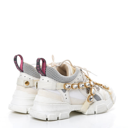 Gucci X SEGA Mesh Calfskin Suede Removable Crystals Womens Flashtrek Sneakers 38.5 Great White 4 of 11