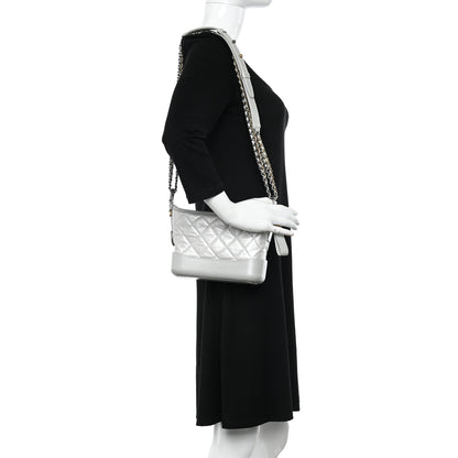 Chanel Metallic Aged Calfskin Quilted Small Gabrielle Hobo Silver 2 of 10