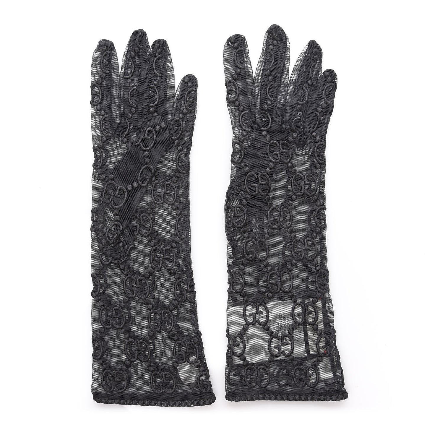 GG Monogram Tule Sheer Gloves S Gray
