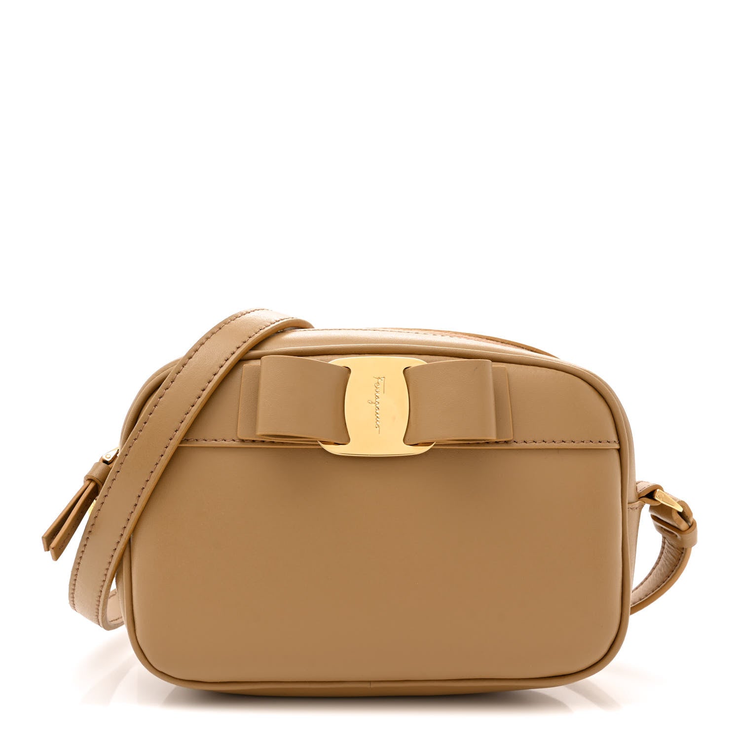 Salvatore Ferragamo Calfskin Vara Bow Camera Bag Beige 1 of 11