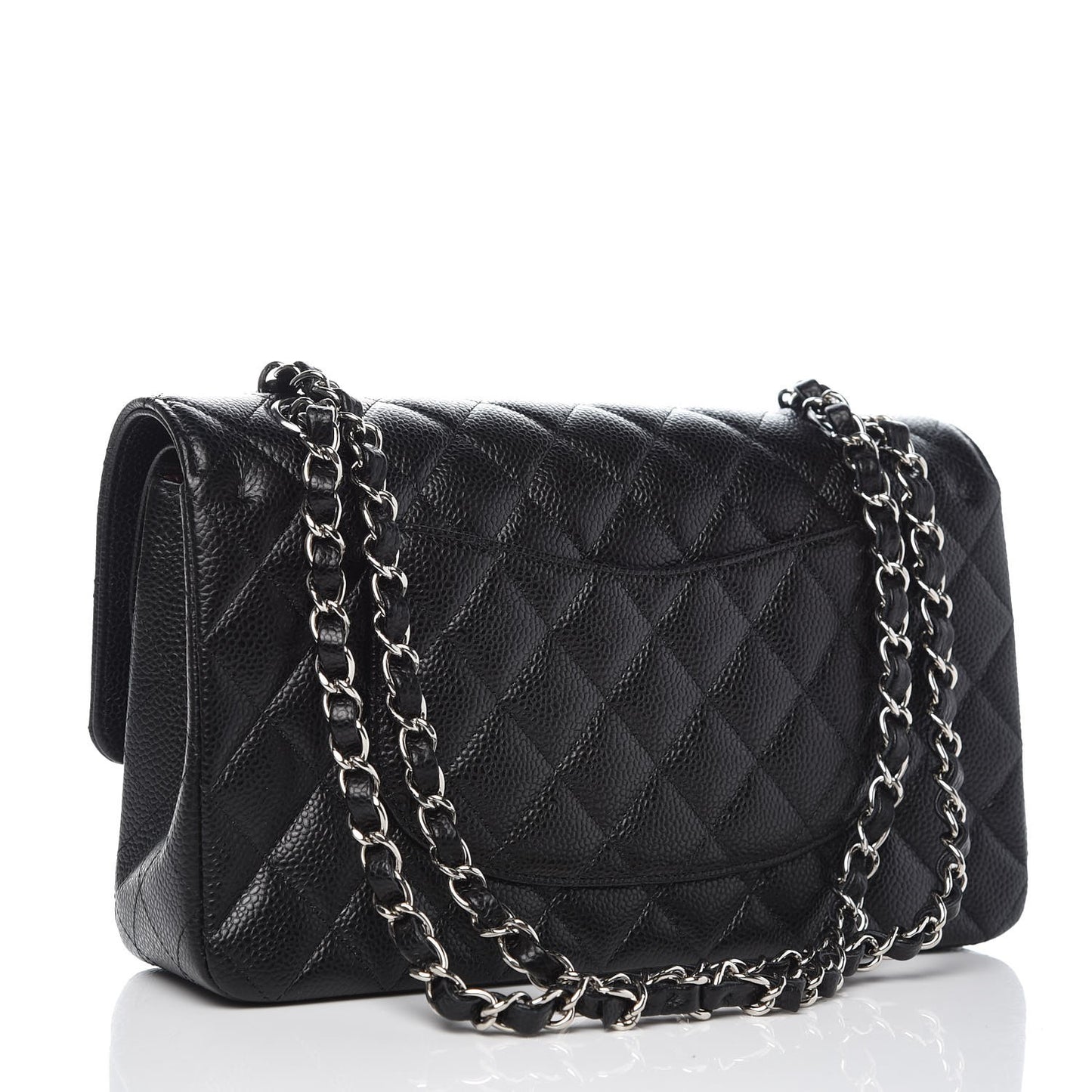 Caviar Quilted Medium Double Flap Black