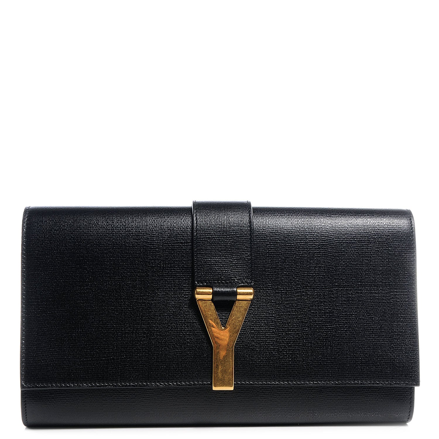 Saint Laurent Textured Leather ChYc Clutch Black 1 of 6